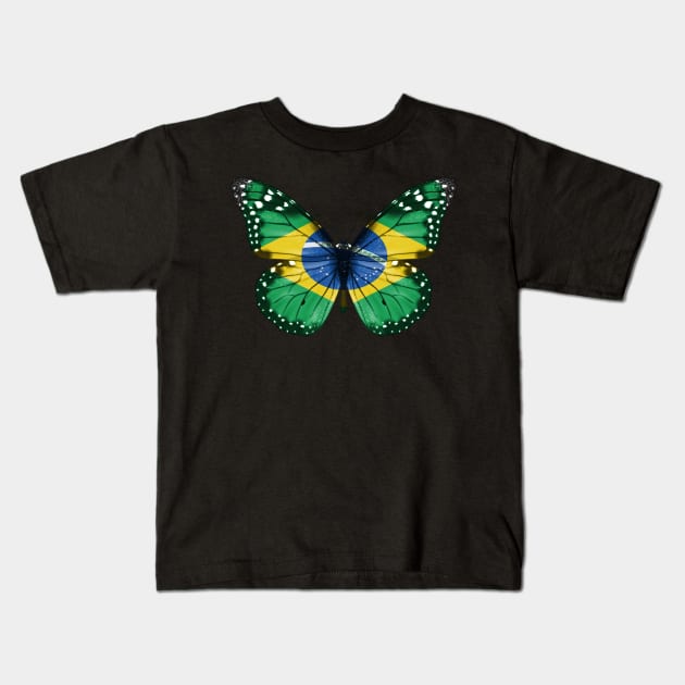 Brazilian Flag  Butterfly - Gift for Brazilian From Brazil Kids T-Shirt by Country Flags